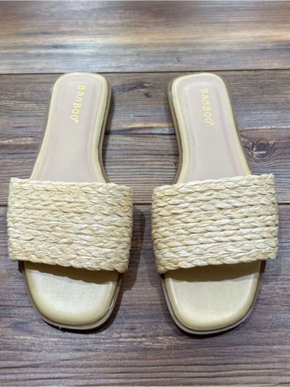 Bamboo Raffia Slide Sandals